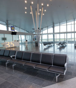 The upper third of the extension in Terminal 2 is dedicated to a passenger service area to facilitate transfer flights.