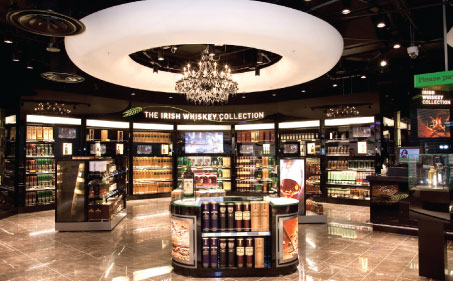 A photograph of a duty free alcohol shop