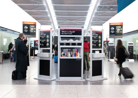 A kiosk demonstrating different kinds of security threats
