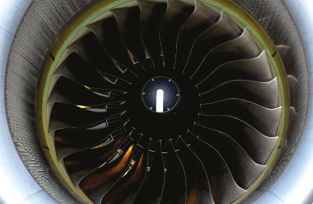 The front of a aeroplane jet engine