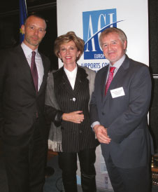 Olivier Jankovec, Director General, ACI EUROPE; Jacqueline Foster MEP (UK); and Declan Collier, President, ACI EUROPE & CEO, London City Airport.