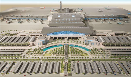 A CGI render of Muscat International Airport's proposed new terminal.