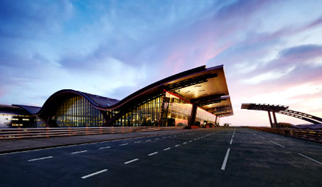 Side view of Hamad International Airport