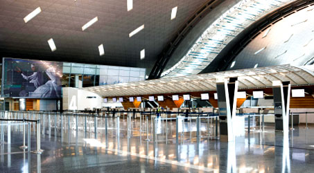 The interior of Hamad International Airport.