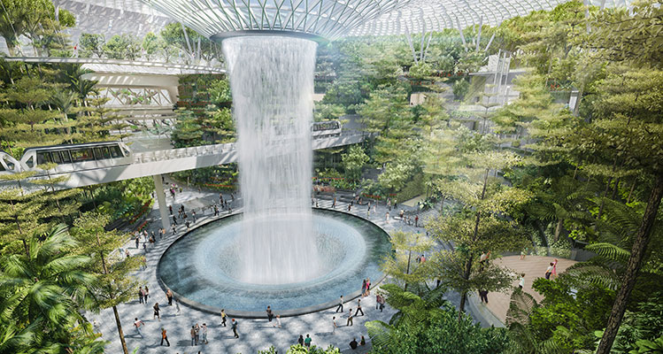 Changi Airport - majestic Forest Valley and Rain Vortex 